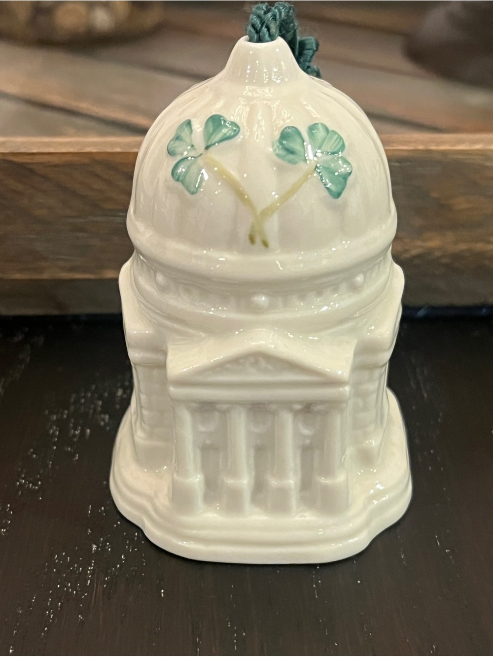 Retired 9th Edition Belleek Cathedral Bell Christmas Ornament